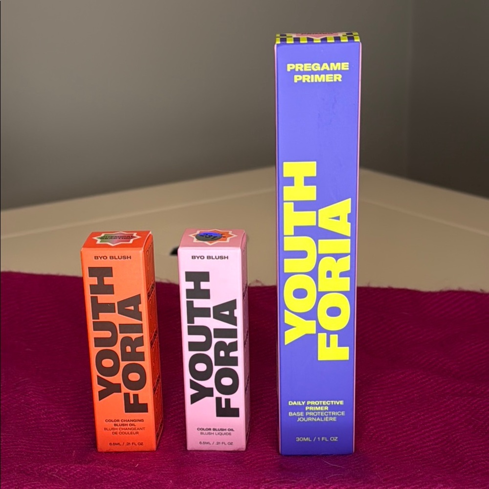 YOUTH FORIA Blush and Pregame Primer Set - Orange, Pink, Blue